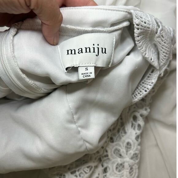 BEAUTIFUL MANIJU Ivory Lace Sheer Gown Long Sleeve Open Back Maxi Small - Picture 8 of 11